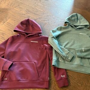Abercrombie Kids maroon and green YPB neoknit popover hoodies size 13/14 lot